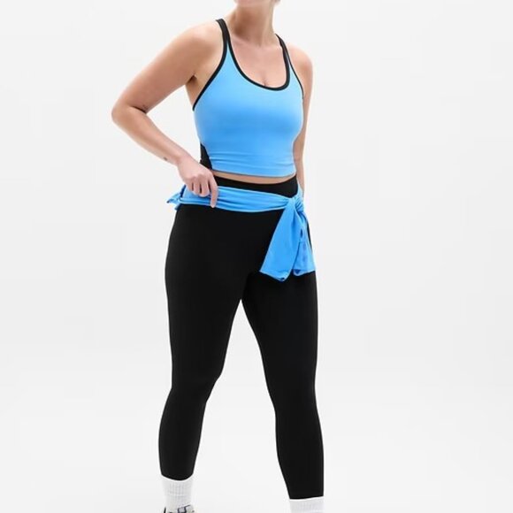 New Athleta XS Intention Crop Bra Cornflower Blue Black X-Small Cup A-C - Picture 6 of 8